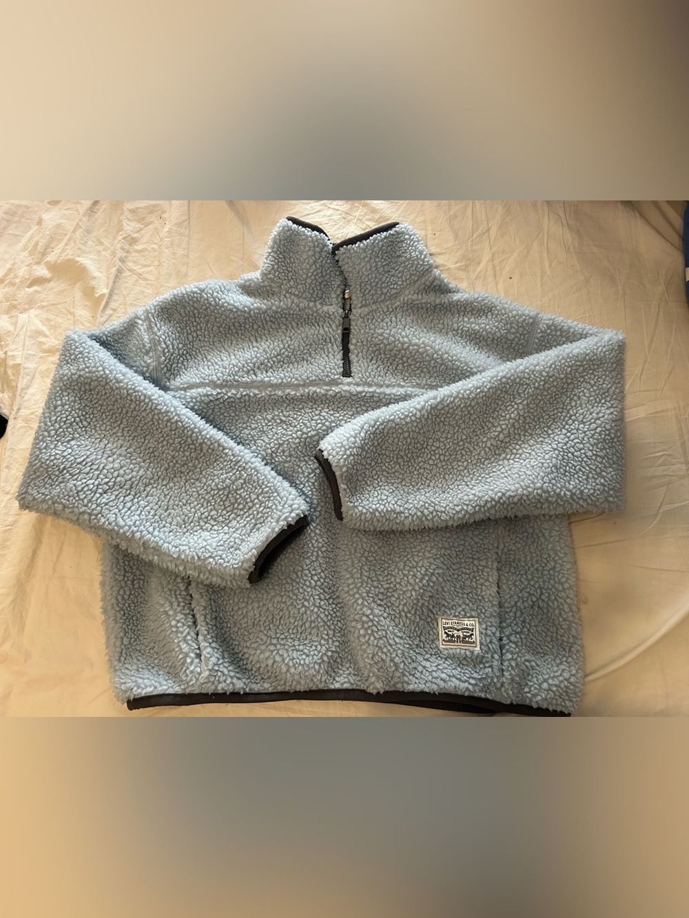 Levi's Sloane Sherpa Pullover Oversized S Sweatshirt Baby Blue Thick Layer Hike
